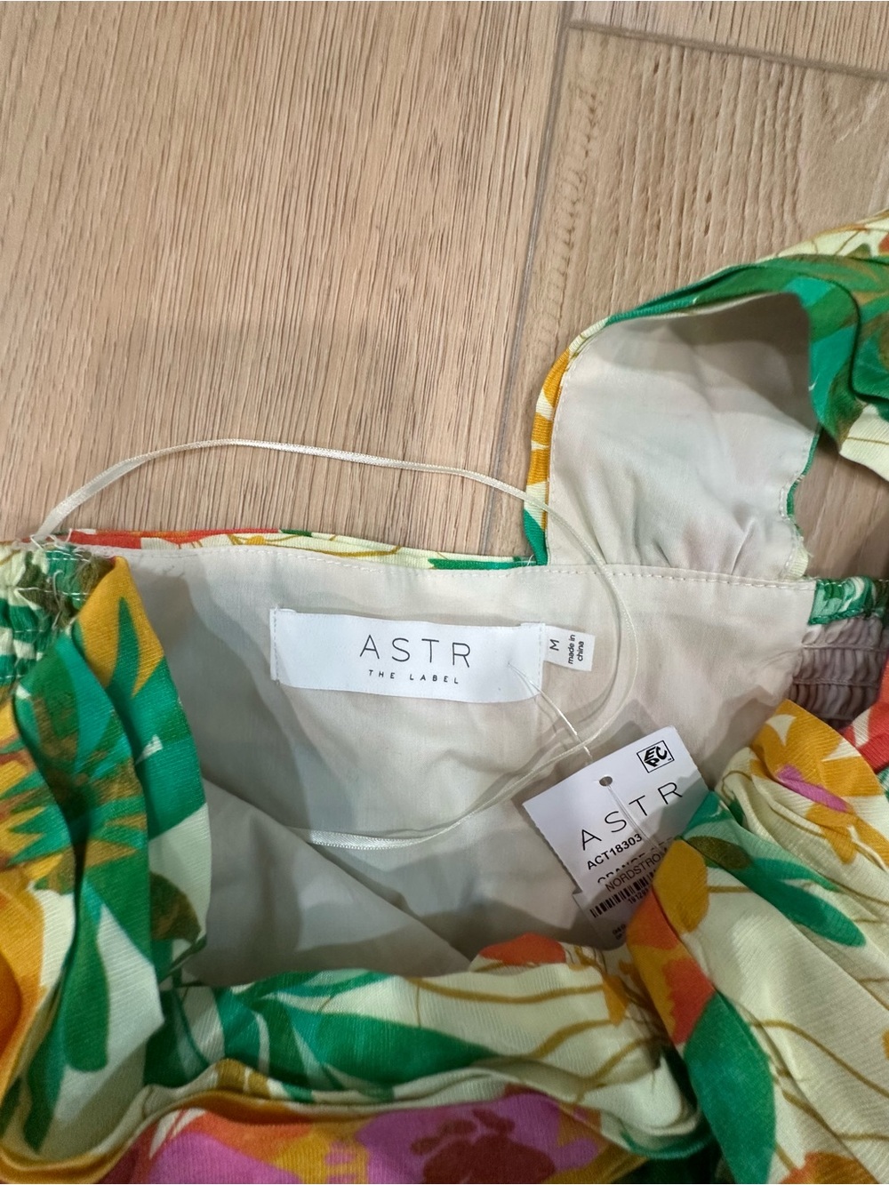 Astr Tropical One-Shoulder Crop Top in Green, Yellow & Pink - Picture 4 of 4